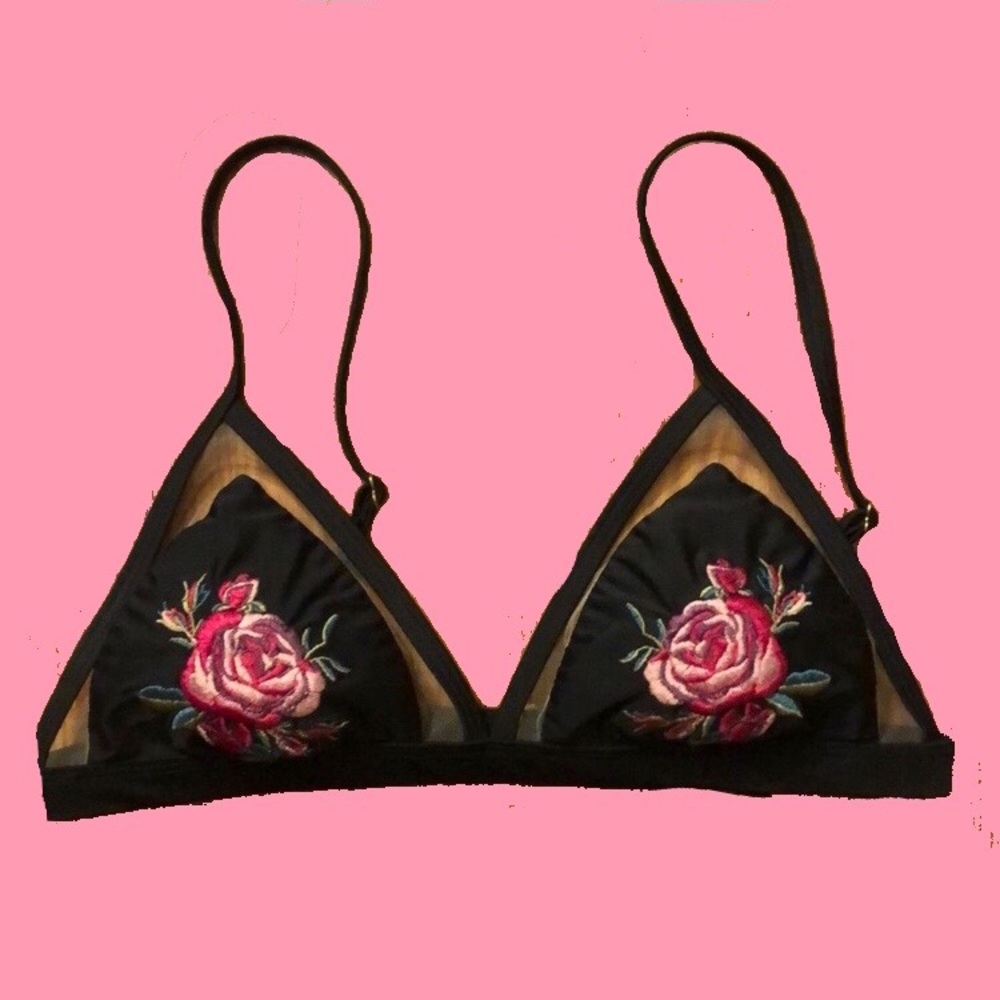 Mesh Rose Bikini Top
